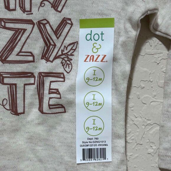 Dot & Zazz Unisex "Comfy Cozy Cute" Thanksgiving One Piece Sleeper 9-12 Months - Picture 7 of 9